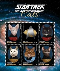 Marshall Islands 2018 - Star Trek Cats - Sheet of 6 - Scott #1208 - MNH