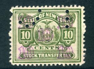 NY ST79 Stock Transfer - 2c - used - perfin