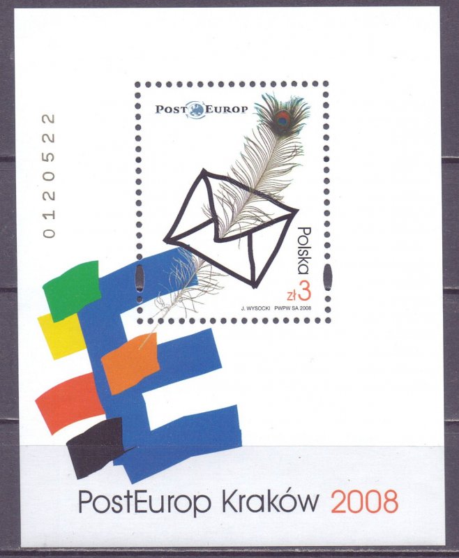 Poland. 2008. bl177. post office. MNH.