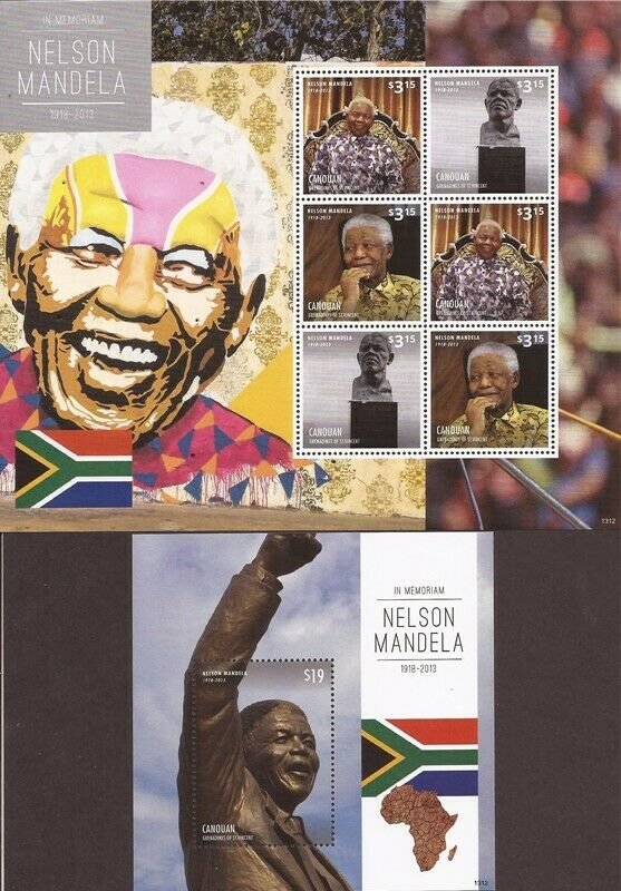 St Vincent - Canouan - 2013 Nelson Mandela  - 6 Stamp + S/S - SGC1312SHS