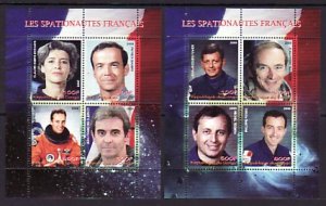 Congo Rep., 2009 issue. French Astronauts, 2 sheets of 4.