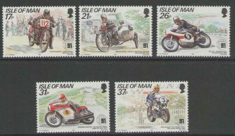 ISLE OF MAN SG478/82 1991 TOURIST TROPHY MOUNTAIN COURSE MNH