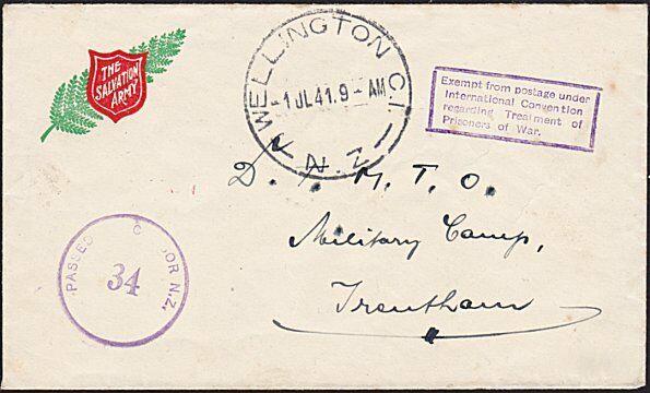 NEW ZEALAND 1941 cover ex SOMES ISLAND P.O.W. CAMP..........................8956