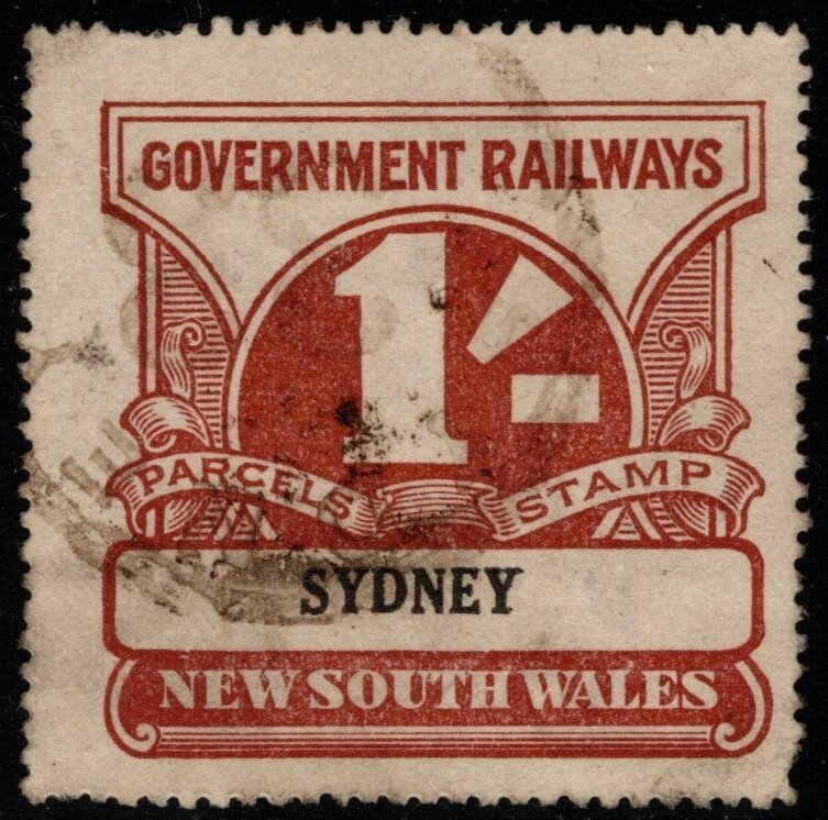 1920's Australia New South Wales Government Railway 1S Parcel Stamp Wate...