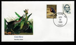U.S. 1986 FDC & Audubon Wildlife Stamp Green Heron!