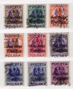 POLAND 1919 LOCAL 2nd ISSUE OF KALISZ SELECTION OVPTS ON GG ALL VERY FINE USED