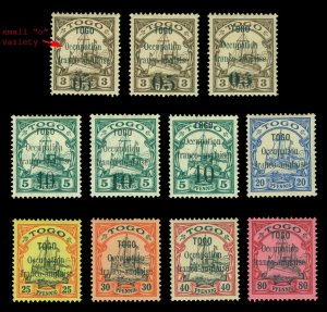 German Colonies TOGO 1914 Occupation franco-anglaise ovpt set  Sc# 151-162  MH