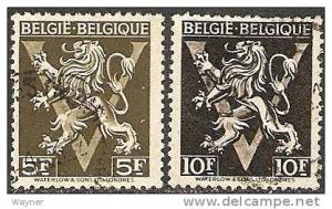 1944 Belgium Scott 352-353 Lion Rampant Hi Values used 