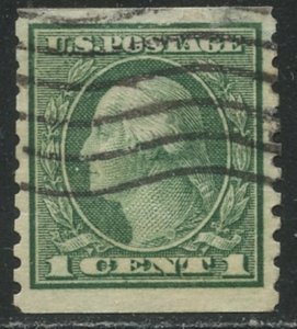 US Sc#452 1914 1c Perf 10 Vertical Coil Rotary Prntg SL Wmk 190 F-VF Used