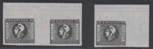 ARGENTINA BUENOS AIRES 1859 LIBERTY HEAD Sc 9-11 Se-Tenant LIECHTENSTEIN REPRINT 