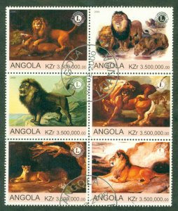 A7-0014 ANGOLA UNLISTED  BLOCK-6  LIONS BIN $3.00