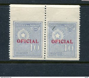 Paraguay 1935 Official Overprint Imperf Horizontally ERROR MNH Pair 14490