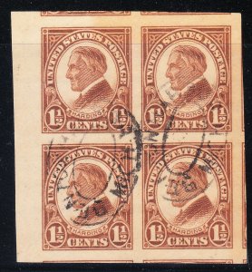 MOstamps - US #631 Used Block of 4 Grade Gem 100 with PSE Cert - Lot # MO-2901