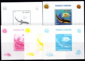 Sao Tome and Principe 2009 PRE-HISTORIC CREATURES HYBODUS 5 COLOR PROOFS