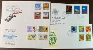 NEW ZEALAND 4 covers -  *1983 * FDCs with complete sets