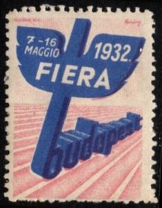 1932 Italy Poster Stamp  Budapest Hungary Fair From 7 To 16 March