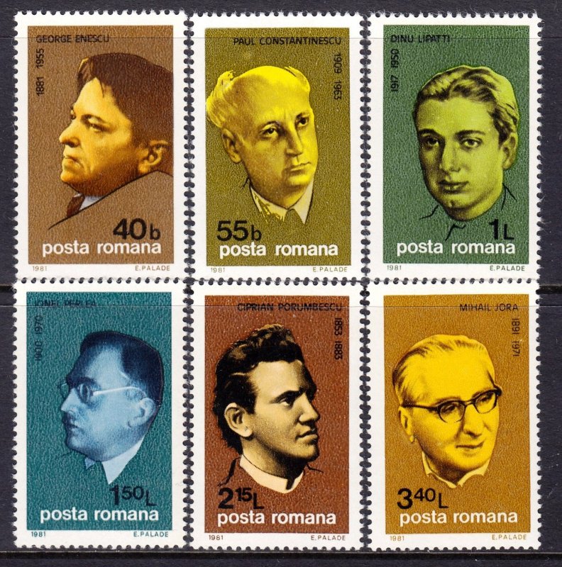 Romania 1981 Romanian Musicians Complete Mint MNH Set SC 3027-3032