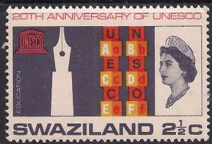 Swaziland 1966 QE2 2 1/2ct Anniversary UNESCO MM SG 121 ( M1165 )