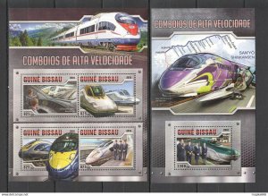 2016 Guinea-Bissau Transport High Speed Trains De Alta 1Kb+1Bl ** Stamps St866