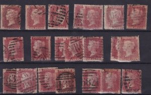 GB QV 1864 1d Red Collection (21) SG43/44 Fine Used BP16291