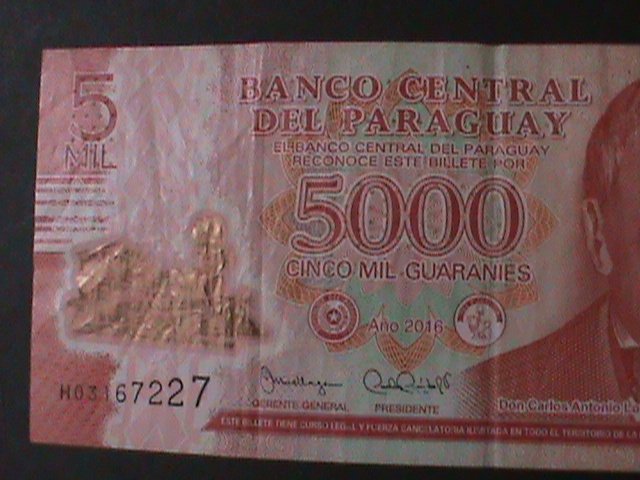 PARAGUAY-2016-CENTRAL BANK-$5000 GUARANIES-CIRULATED POLYMAR NOTE-VERY FINE