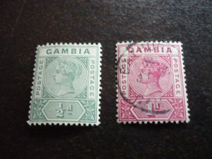 Stamps - Gambia - Scott# 20-21 - Mint Hinged & Used Part Set of 2 Stamps