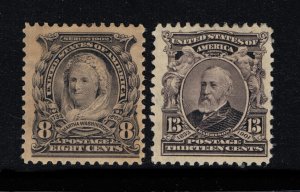 GENUINE SCOTT #306 & #308 F-VF MINT OG H 1902-1903 BUREAU ISSUE SET OF 2 STAMPS