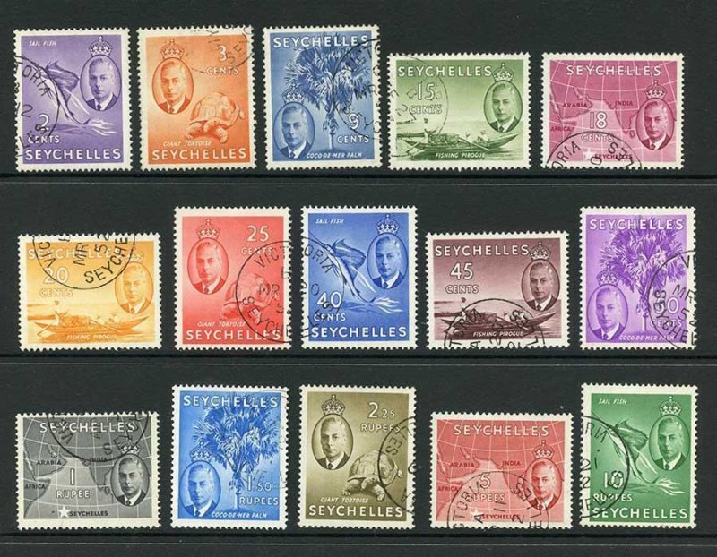 Seychelles SG158/72 Set of 15 Superb Used Cat 110 pounds 