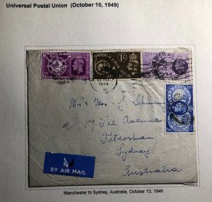 1949 London England First Day Cover FDC Universal Posta Union To Australia