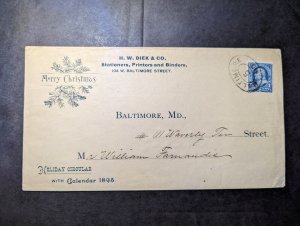 1895 USA Holiday Christmas Cover Baltimore MD Local Use