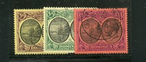 DOMINICA KING GEORGE V  3/ TO POUND  SCOTT# 83/85 USED VF  