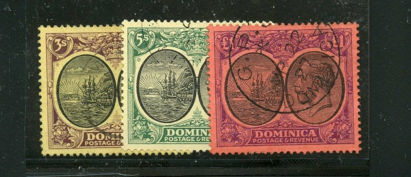 DOMINICA KING GEORGE V  3/ TO POUND  SCOTT# 83/85 USED VF