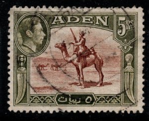 ADEN SG26 1939 5r RED-BROWN & OLIVE-GREEN FINE USED