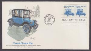 US Sc 1906, PNC 2 FDC. 1981 17c Electric Auto, Joint Line Coil Pair, Fleetwood