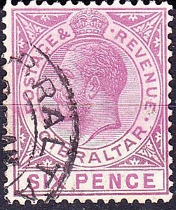 GIBRALTAR 1923 KGV 6d Dull Purple & Mauve SG97 Used