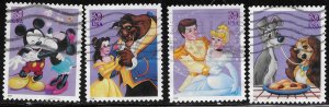 US #4025-4028 used set. Disney Romantic. Nice.