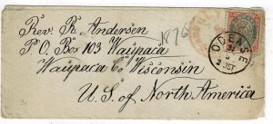 Denmark 1870's Odense cancel on cover to the U.S., Scott 31b, Facit 34a