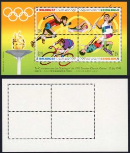 Hong Kong 1992 Olympic Games s/s with imprint U/M