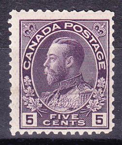 Canada ADMIRAL No.112 5c violet F/VF/NH(**)