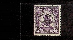 HUNGARY - ROMANIAN OCCUPATION Sc 2NB2 LH ISSUE OF 1919 - OVERPRINT ON 15f