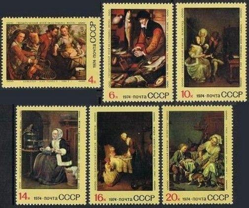 Russia 4262-4267,4268,MNH.Michel 4301-4306,Bl.99. Foreign paintings,1974.J.David