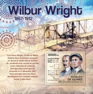 GUINEA 2012 SHEET WILBUR WRIGHT AIRPLANES PLANES PIONEERS OF THE AVIATION