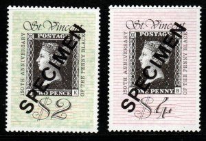 ST.VINCENT SG1523/4s 1990 150TH ANNIV OF THE PENNY BLACK SPECIMEN MNH