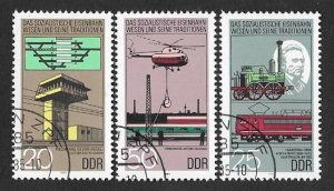 SE)1985 DDR, 150TH ANNIVERSARY OF GERMAN TRAINS, 3 SOCIALIST STAMPS, CTO