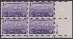 970 Fort Kearny Plate Block MNH
