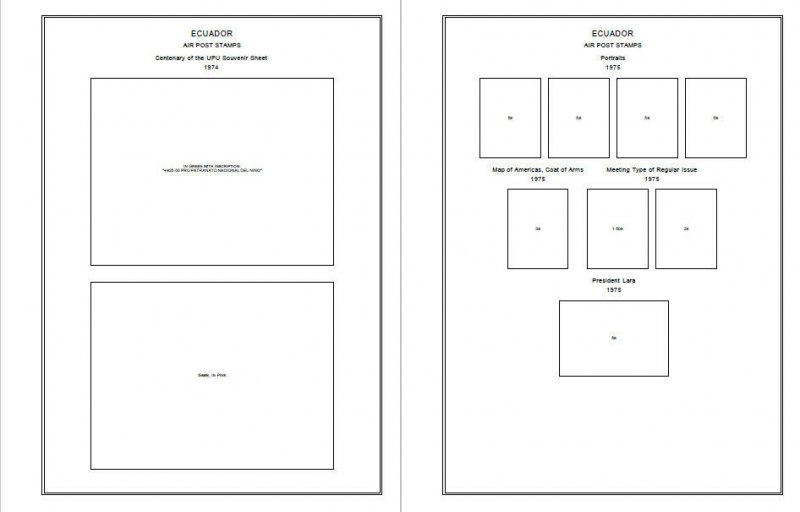  PRINTED ECUADOR AIRMAIL 1928-1983 STAMP ALBUM PAGES (102 pages)