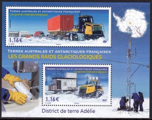 TAAF FRANCE ANTARCTIC 2023 VEHICLES TRUCKS GLACIOLOGY MAP SCIENCE FSAT