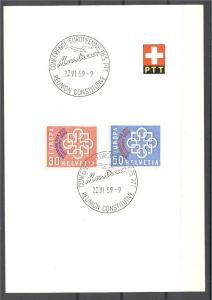 SWITZERLAND, MONTREUX 1959 FD ON PTT FOLDER, VERY NICE! 