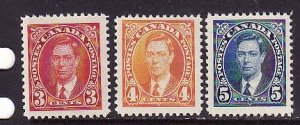 Canada-Sc#233-5-Unused NH 3c-5c  KGVI Mufti issue-og-1935-Cdn925-