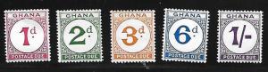 GHANA  J6-J10 MNH POSTAGE DUE SET 1958